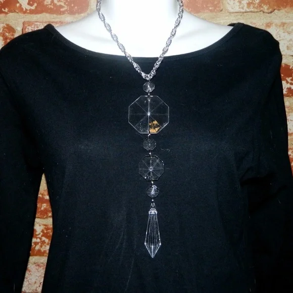 Clear Acrylic Chandelier Crystal Necklace 16