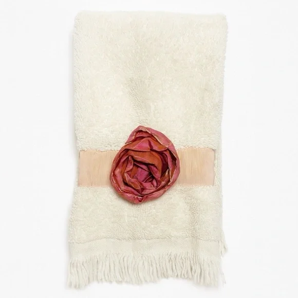 Decorative Hand Towel With Rose Accent
