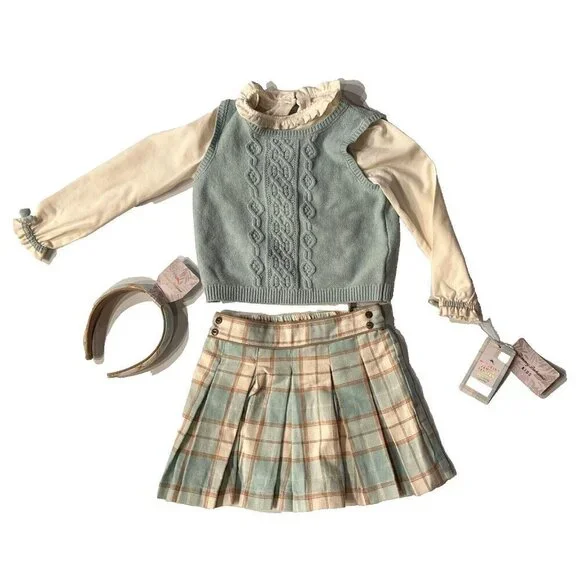NWT Tommy Bahama Dress up Girls 4 Pc Sweater vest Skirt Sz 4T