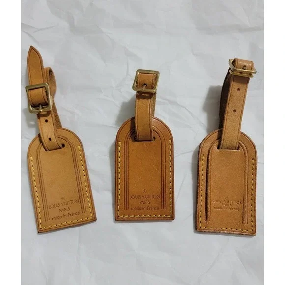 Louis Vuitton Vachetta‎ Leather Luggage Tags Set of 3  Made in France Tan color