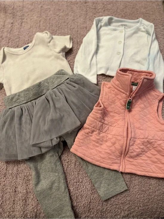 💗 Baby Girl Outfit Bundle Vest Cardigan Tutu Leggings Bodysuit 3M-12M *