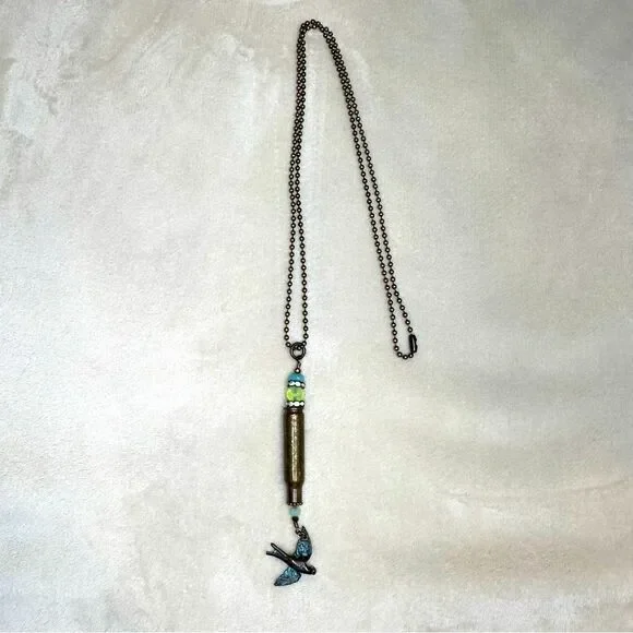 Swallow Bird Bullet Casing Handmade Necklace
