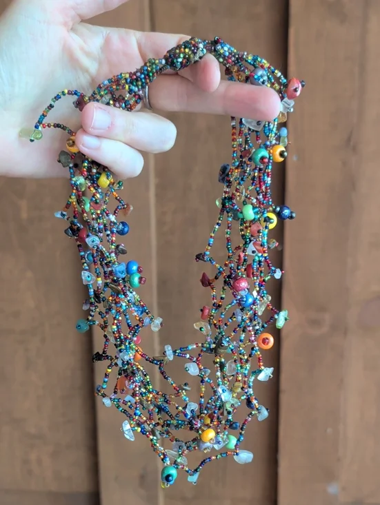 Multicolor Beaded Fringe Necklace - Handmade Women Jewelry With Magnetic Clasp