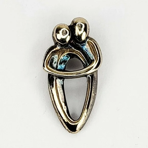 Sterling Silver 925 with Gold Vermeil Vintage Family Embrace Pendant