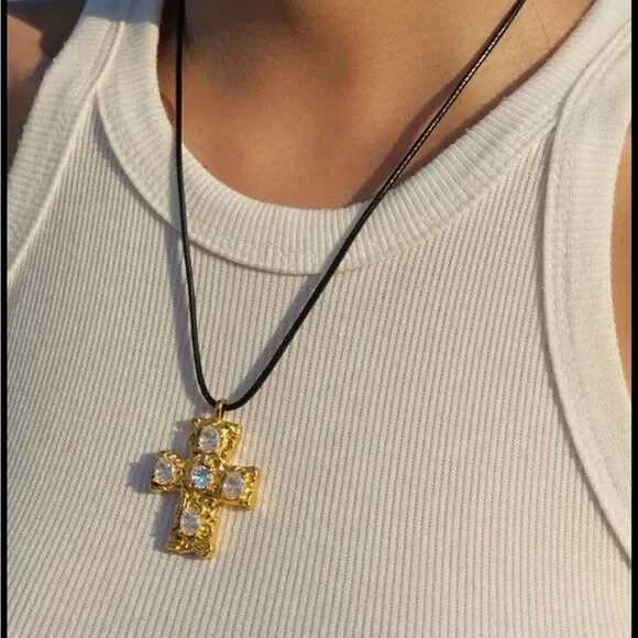 Bohemian cross necklace A173