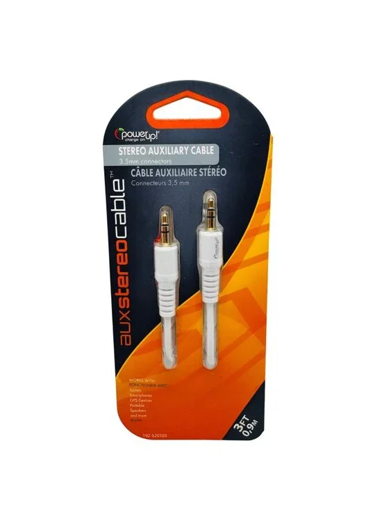 Aux Stereo Cable 4Ft Braided 3.5Mm Connectors Gold-Plated Ends For Clear Sound