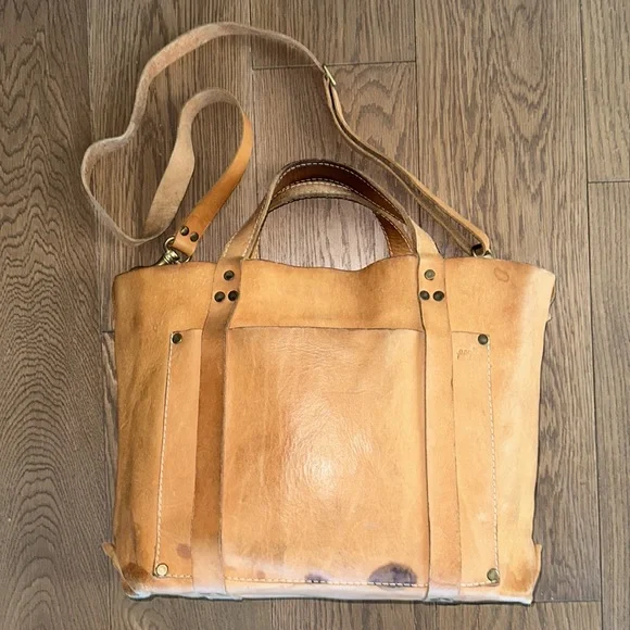 Poglia Porter Hat Holder Weather Aged Tan Beige Brown Leather Bag