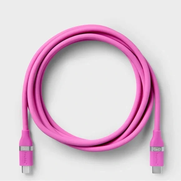 Pink Charging Cable 6' USB-C to USB-C Fast Charging Silicone Cable heyday