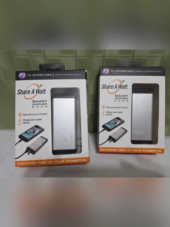 Two (2) Silver Smart Warmer 2000 - Portable Hand Warmer & Phone Charger