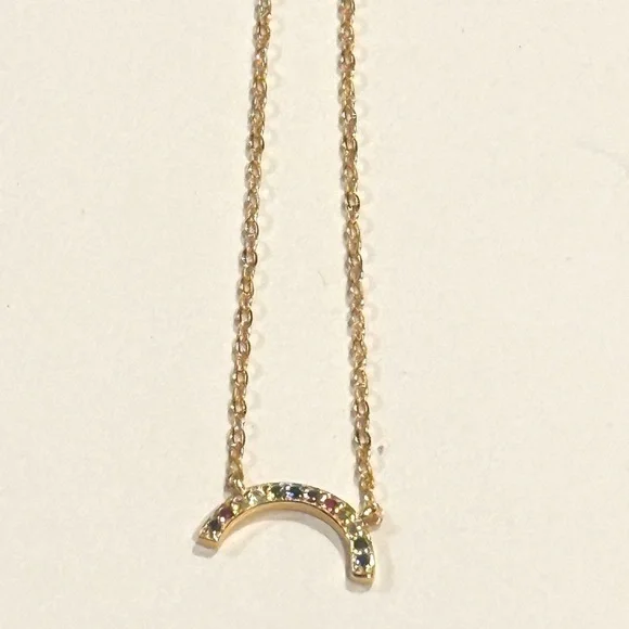 Elegant Gold Rainbow Pendant Necklace