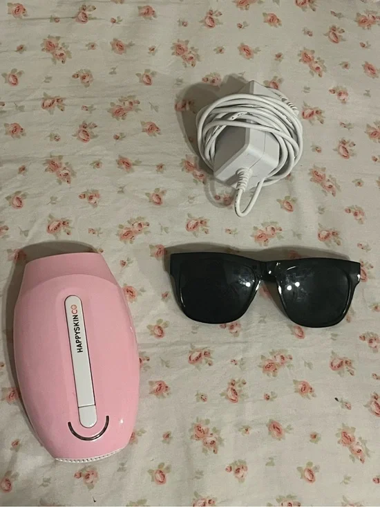 Pink IPL Hair Removal Device with Black Safety Glasses