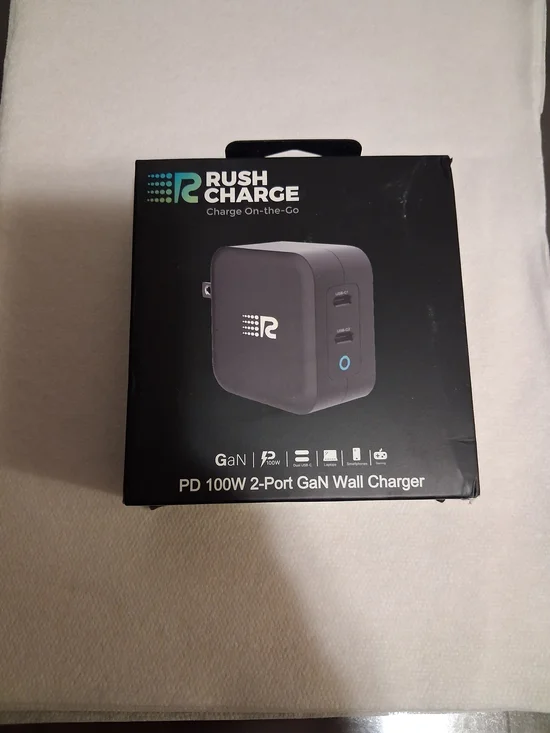 PD 100W 2-Port GaN Wall Charger - Black