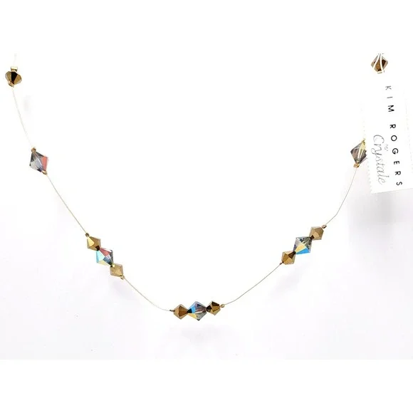 Kim Rogers Amber Crystal Wire Choker Necklace Gold Tone