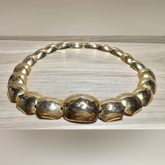 Vintage Gold Tone Demi Parure Faceted Necklace, 17.5”