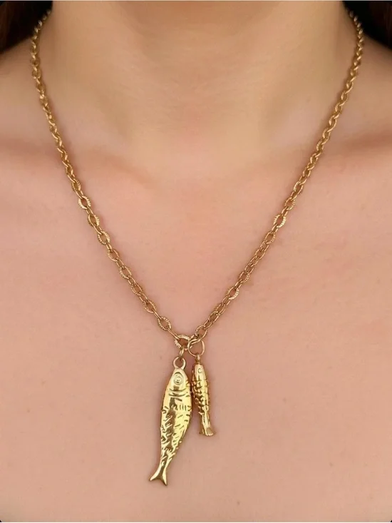 New! Trending Gold Fish Charm Necklace 16-18”