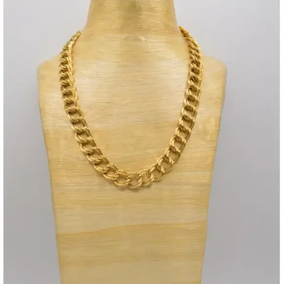 Givenchy Vintage Chunky Chain Necklace Heavy Double Linked Gold Signed 80s BinG