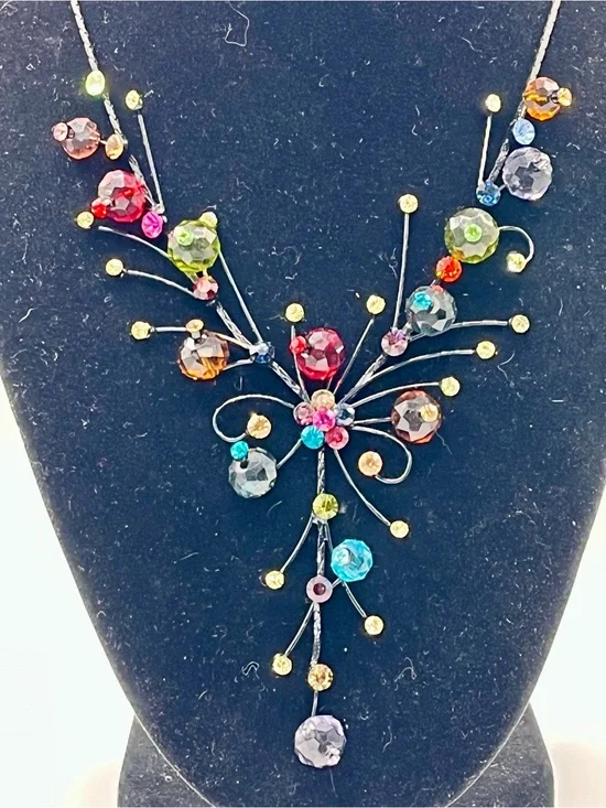 Multicolor Crystal Statement Necklace and Earring Set