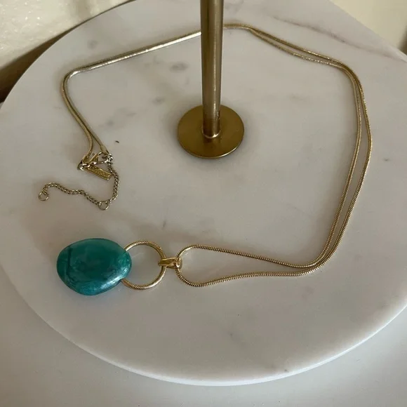 Long Necklace with green stone