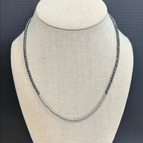 Bronze Milor Hematite Bead Necklace - Minimalist Silver and Black