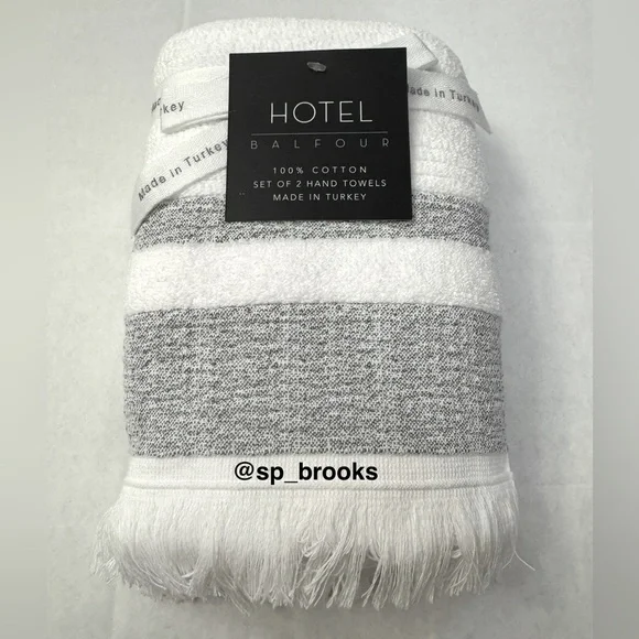🎁2PC Hotel Balfour Hand Towels - White and Heather Gray - Cotton