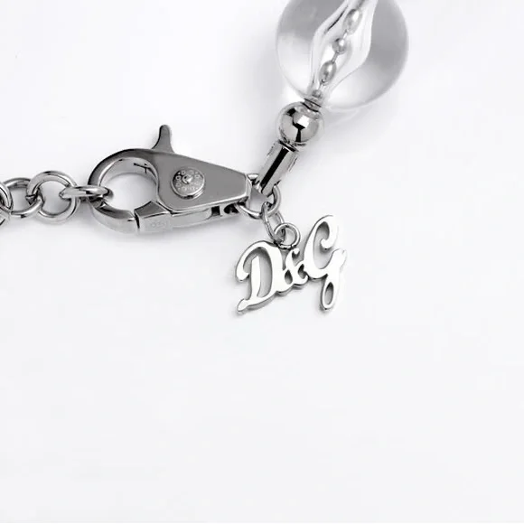 Dolce & Gabbana Silver and Clear Beaded Necklace or Belt