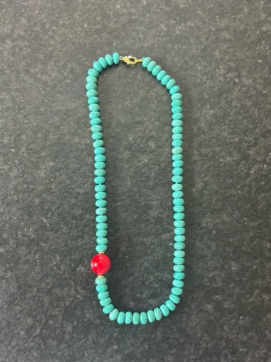 NWOT Tuckernuck Turquoise and Coral Asymmetrical Necklace