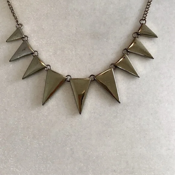 Edgy Rock Silver Tone Spike Necklace