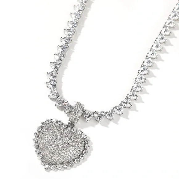 Silver tennis Heart  Necklace and pendant 16inch
