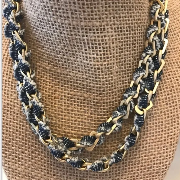 LUCKY BRAND LINK NECKLACE WITH RIBBON INSERT - GOLD TONED WRAP BRACELET