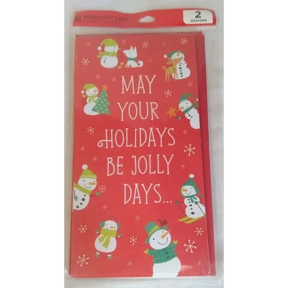 Money Gift Christmas Cards Envelopes (6) 2 Designs NEW Hallmark Connections‎