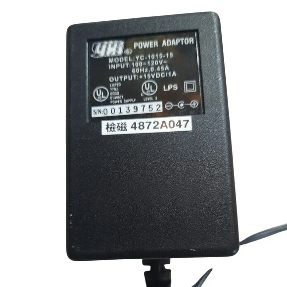 YHI YC-1015-15 AC Power Adapter 15V DC‎ 1A 100-120V Input OEM Replacement Supply