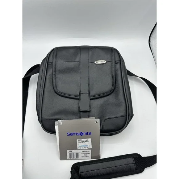 Samsonite Arne Black Faux Leather Crossbody Shoulder Bag Travel Organizer NWT