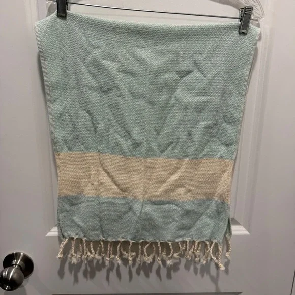 Die Caprie Unisex Hand Towel Set Turkish Cotton Diamond‎ Weave Blue Cream 18x20
