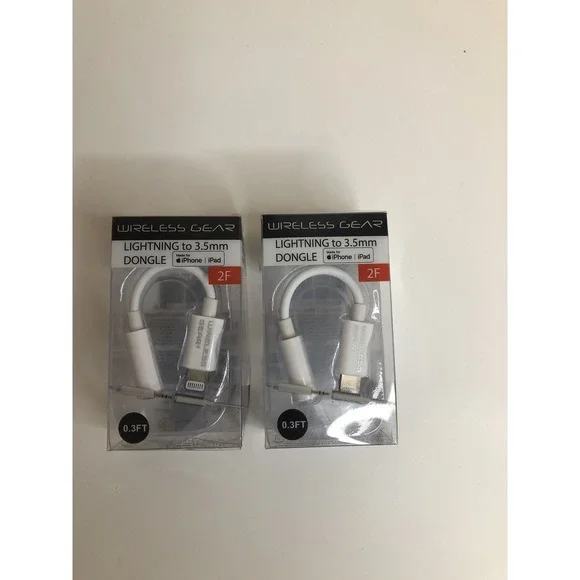 Wireless Gear 3.5mm 2F‎ Headphone Adapter for iPhone iPad #TB1119 (2-Pack)