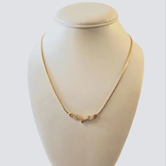 Lady Sedgwick Genuine Ruby / Opal with Gold plated Necklace