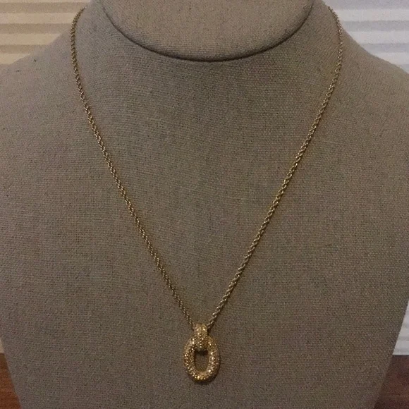 Christian Dior Goldtone Metal and Rhinestone Circle Pendant Necklace (16in)