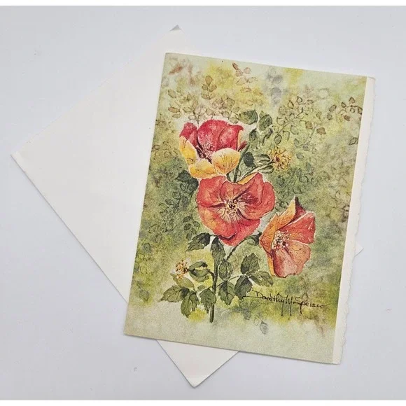 Vintage 1989 Dorothy M Speiser Moss Roses Birthday Card W. Light Designs‎ Unused