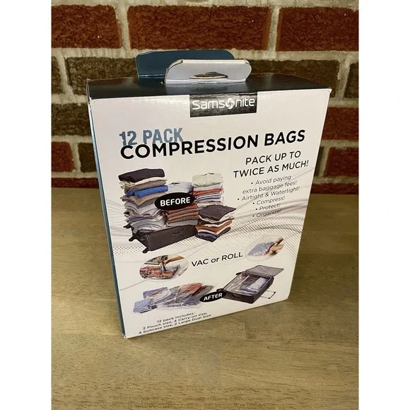 Samsonite Compression Packing Bags, Clear, 12-Piece Kit