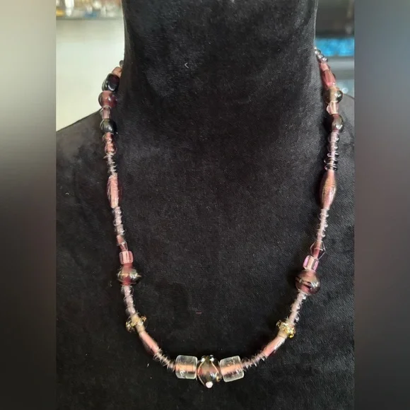 Elegant Purple Glass Beaded Necklace