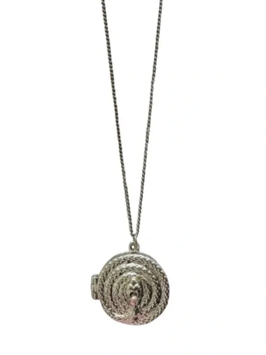 NEW Bebe Silver Round Snake Charm Locket Necklace