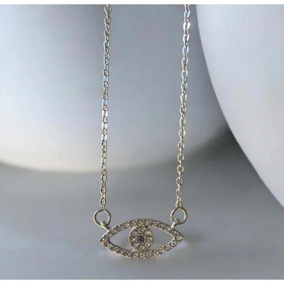 Evil Eye Necklace Women OS Silver New Rhinestone Protection Pave Pendant