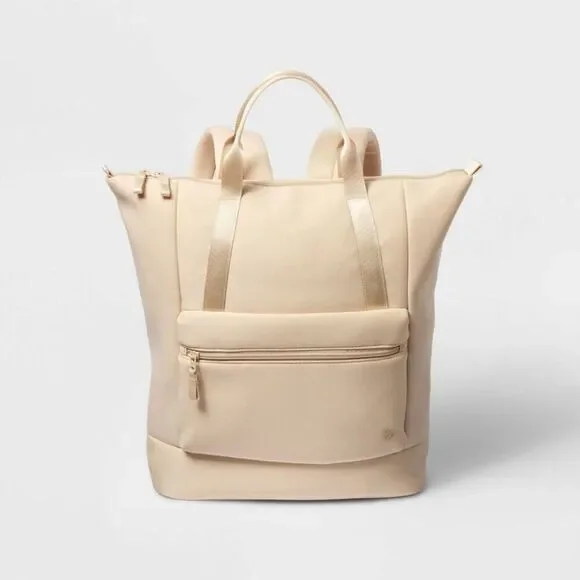 Open Box - All In Motion - Faux Neoprene Tote Backpack - All In Mo Cream