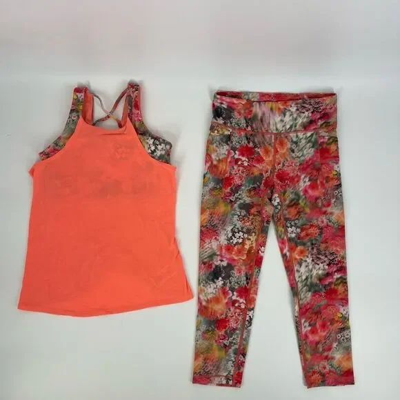 Athleta Girl Orange floral Outfit