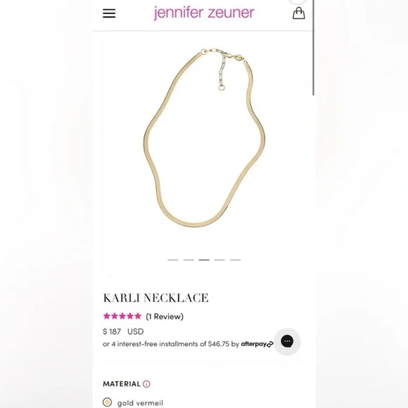 NWT Jennifer Zeuner Karli Necklace 14K yellow gold plated gold vermeil Necklace