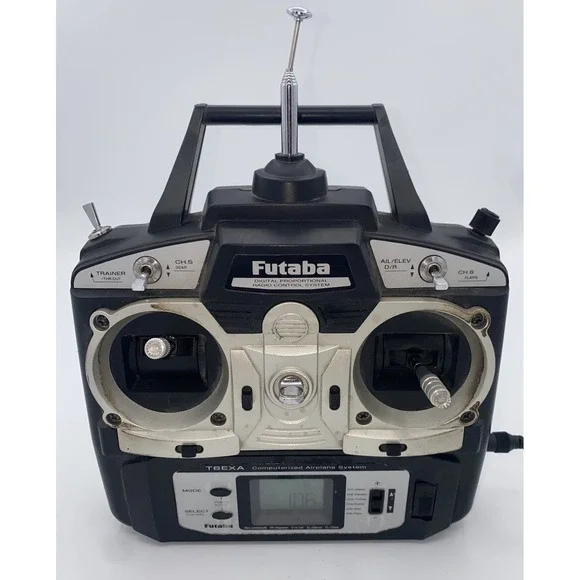 Futaba T6EXA 6-Channel 35MHz RC Transmitter- AC Adapter -Powers On -Missing Back