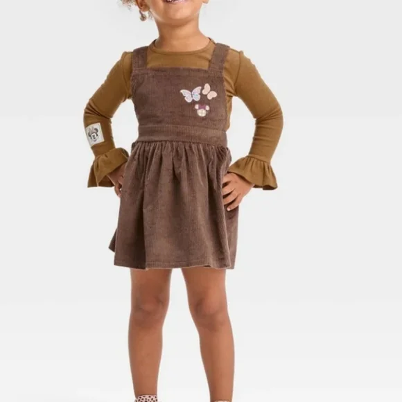 Disney Minnie Mouse‎ Toddler Girls Corduroy Top Dress Set Brown 12M