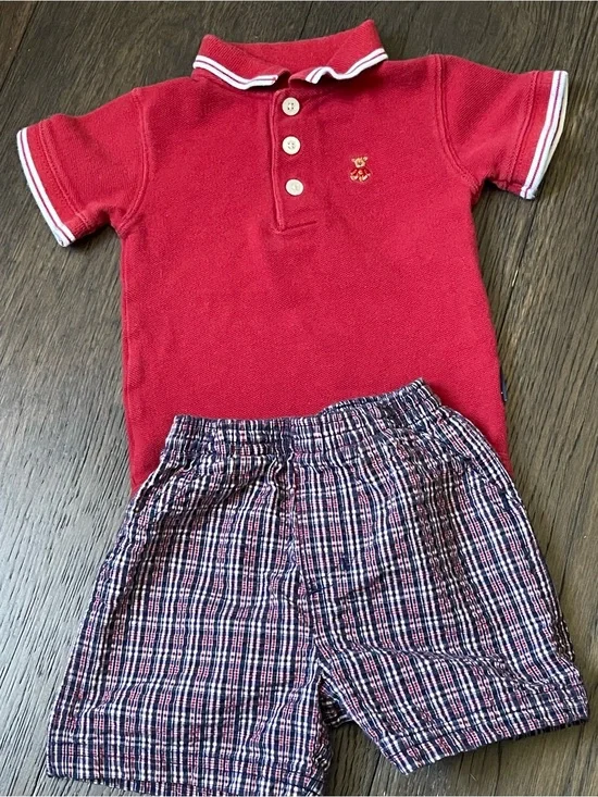 VNTG Carter's Red Knit Polo with White Trim