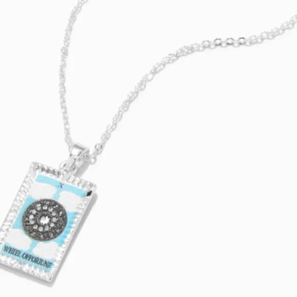 Icing The Wheel of Fortune Tarot Card Pendant Necklace Silver