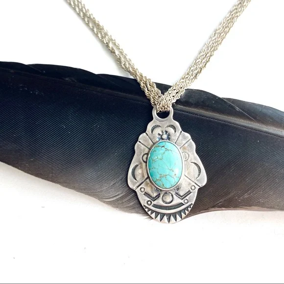 Sterling Silver & Turquoise Southwest Pendant