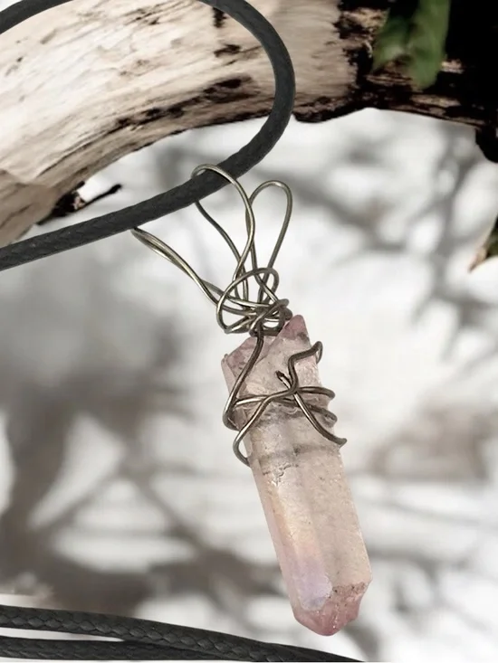 5 for $25💫Scattershot Wire Wrapped Light Pink Quartz Pendant